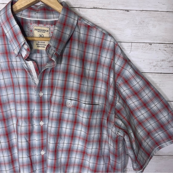 Panhandle Rough Stock Plaid Short Sleeve Button Up Western Shirt Mens XL - Picture 4 of 6